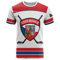 Czech Republic Ice Hockey Custom T Shirt Czechia Lion Shield White Version
