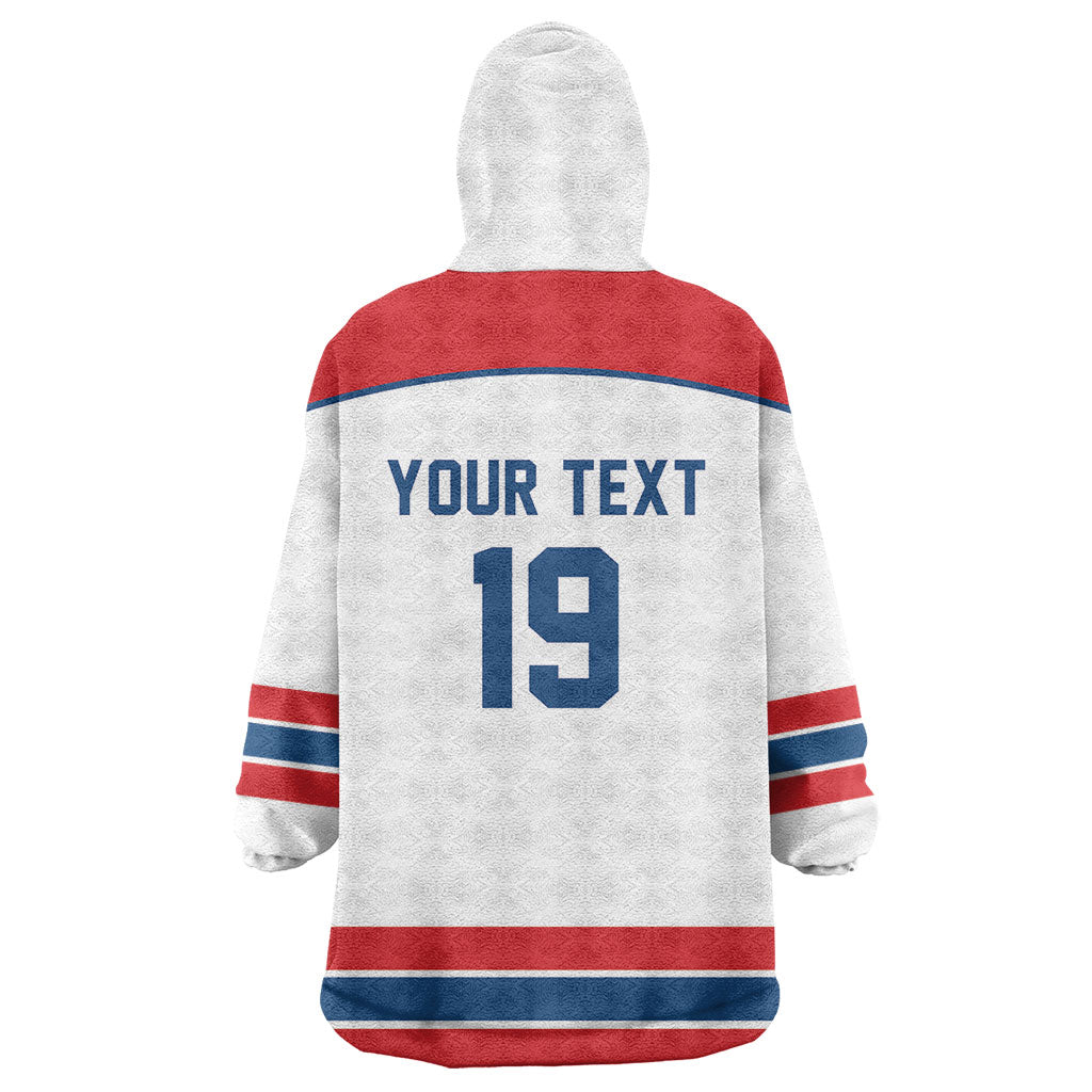 Czech Republic Ice Hockey Custom Wearable Blanket Hoodie Czechia Lion Shield White Version