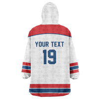 Czech Republic Ice Hockey Custom Wearable Blanket Hoodie Czechia Lion Shield White Version