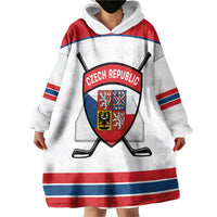 Czech Republic Ice Hockey Custom Wearable Blanket Hoodie Czechia Lion Shield White Version