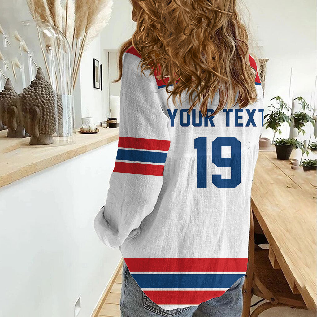 Czech Republic Ice Hockey Custom Women Casual Shirt Czechia Lion Shield White Version
