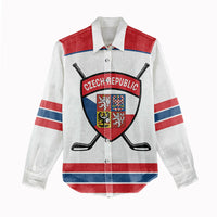 Czech Republic Ice Hockey Custom Women Casual Shirt Czechia Lion Shield White Version