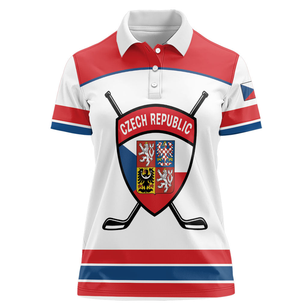 Czech Republic Ice Hockey Custom Women Polo Shirt Czechia Lion Shield White Version