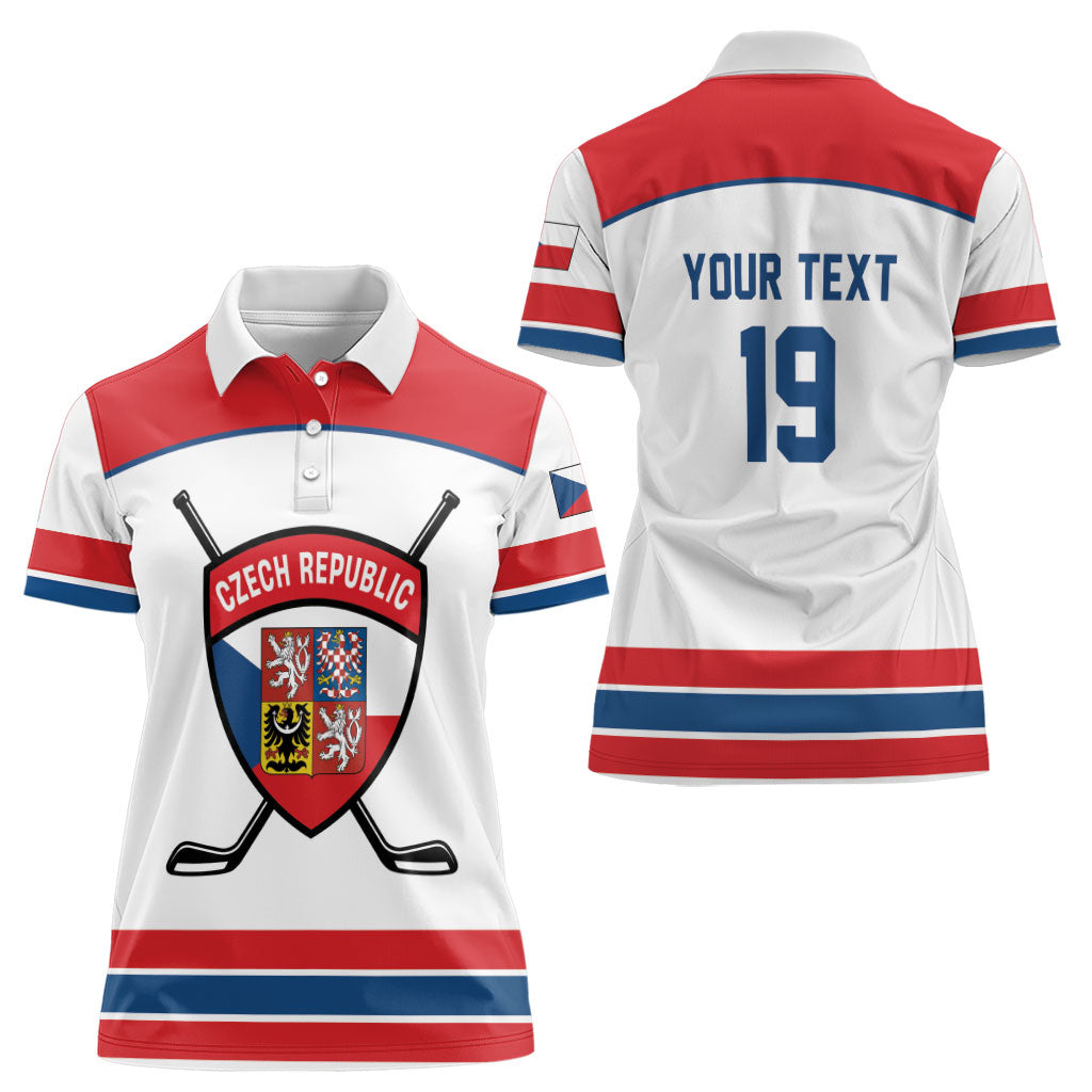 Czech Republic Ice Hockey Custom Women Polo Shirt Czechia Lion Shield White Version