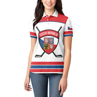 Czech Republic Ice Hockey Custom Women Polo Shirt Czechia Lion Shield White Version