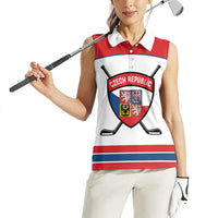 Czech Republic Ice Hockey Custom Women Sleeveless Polo Shirt Czechia Lion Shield White Version