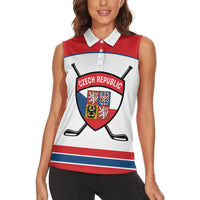 Czech Republic Ice Hockey Custom Women Sleeveless Polo Shirt Czechia Lion Shield White Version