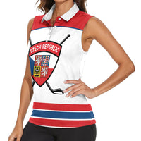 Czech Republic Ice Hockey Custom Women Sleeveless Polo Shirt Czechia Lion Shield White Version