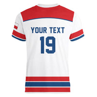 Czech Republic Ice Hockey Custom Women V-Neck T-Shirt Czechia Lion Shield White Version