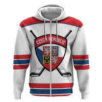 Czech Republic Ice Hockey Custom Zip Hoodie Czechia Lion Shield White Version