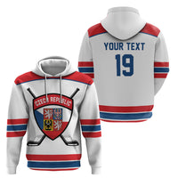 Czech Republic Ice Hockey Custom Zip Hoodie Czechia Lion Shield White Version