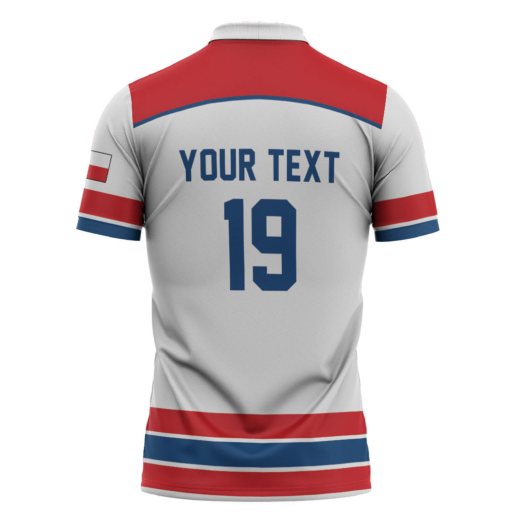 Czech Republic Ice Hockey Custom Zipper Polo Shirt Czechia Lion Shield White Version