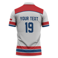 Czech Republic Ice Hockey Custom Zipper Polo Shirt Czechia Lion Shield White Version