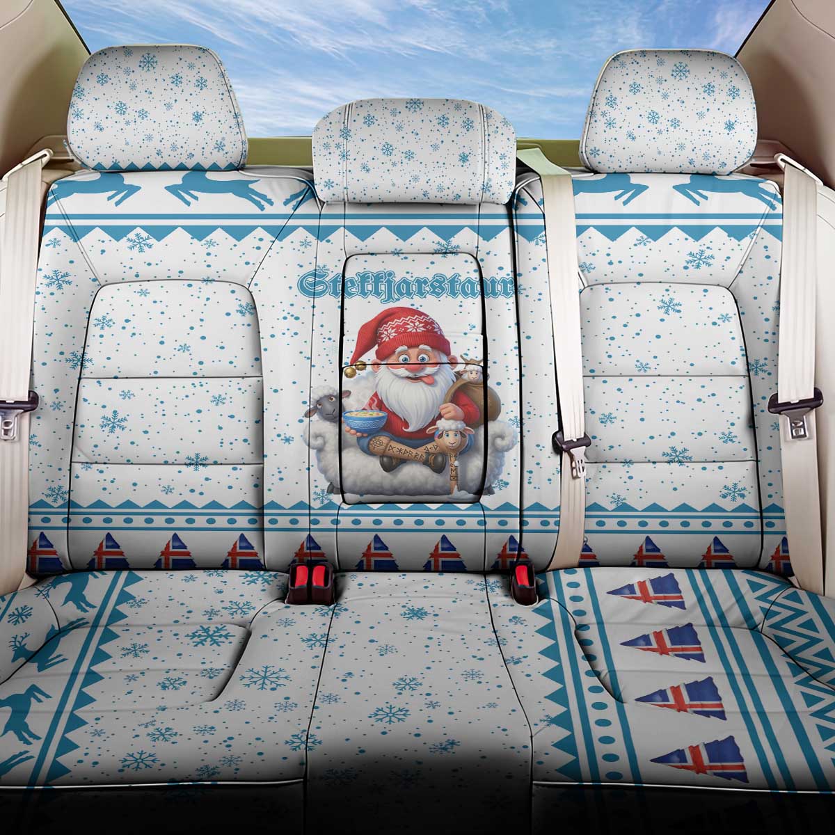 Iceland Christmas Back Car Seat Cover Stekkjastaur Sheep-Cote-Clod - Wonder Print Shop