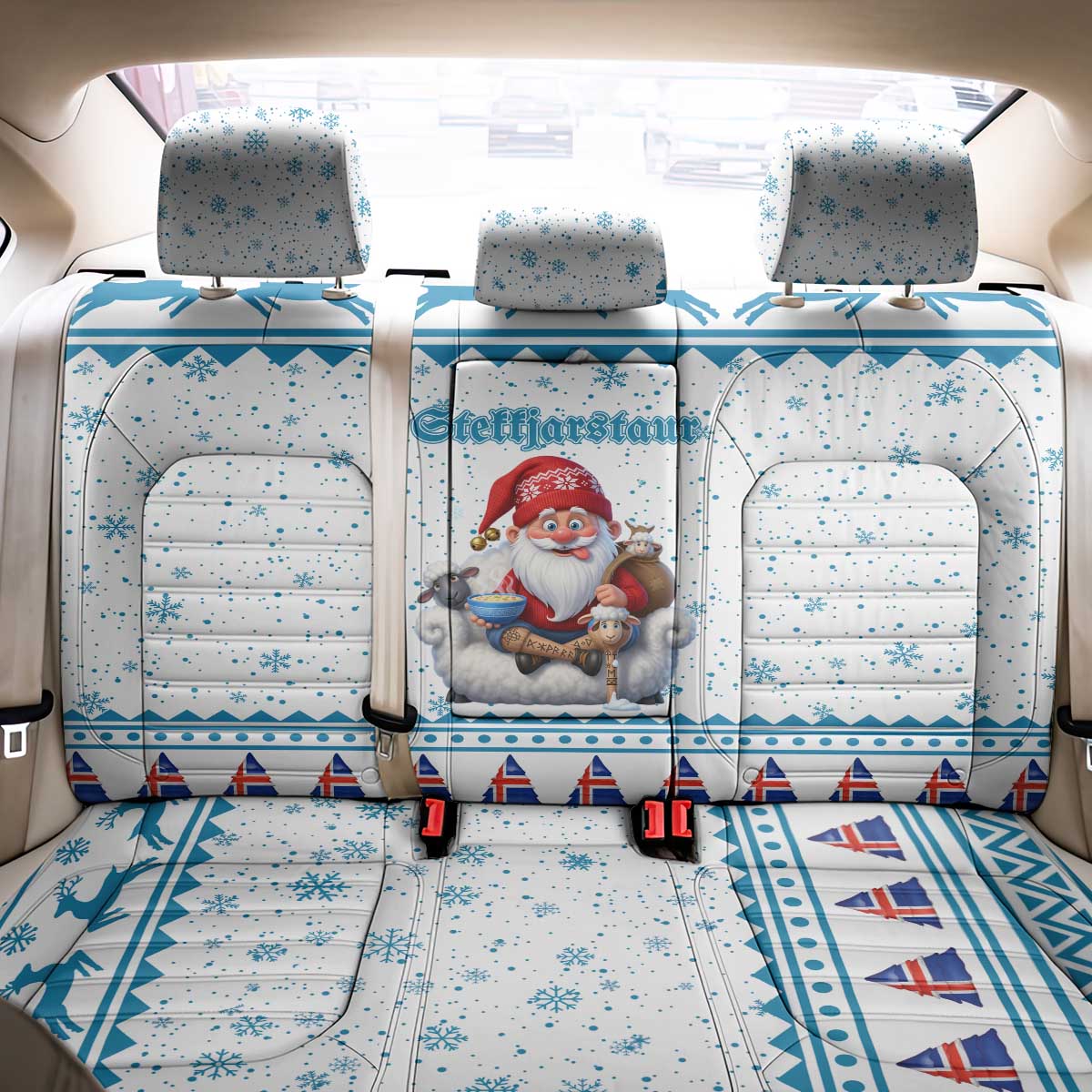 Iceland Christmas Back Car Seat Cover Stekkjastaur Sheep-Cote-Clod - Wonder Print Shop