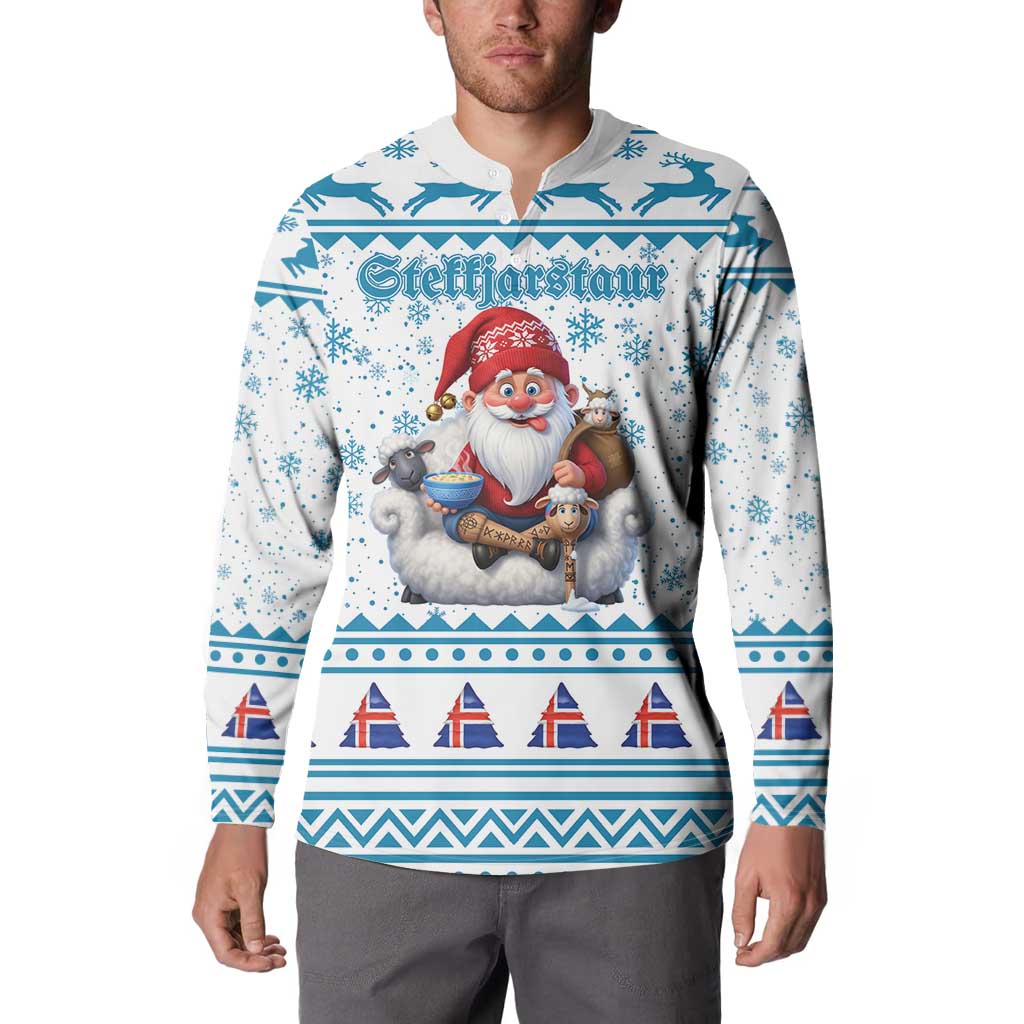Iceland Christmas Button Sweatshirt Stekkjastaur Sheep-Cote-Clod LT19