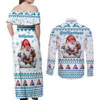 Iceland Christmas Couples Matching Off Shoulder Maxi Dress and Long Sleeve Button Shirt Stekkjastaur Sheep-Cote-Clod LT19