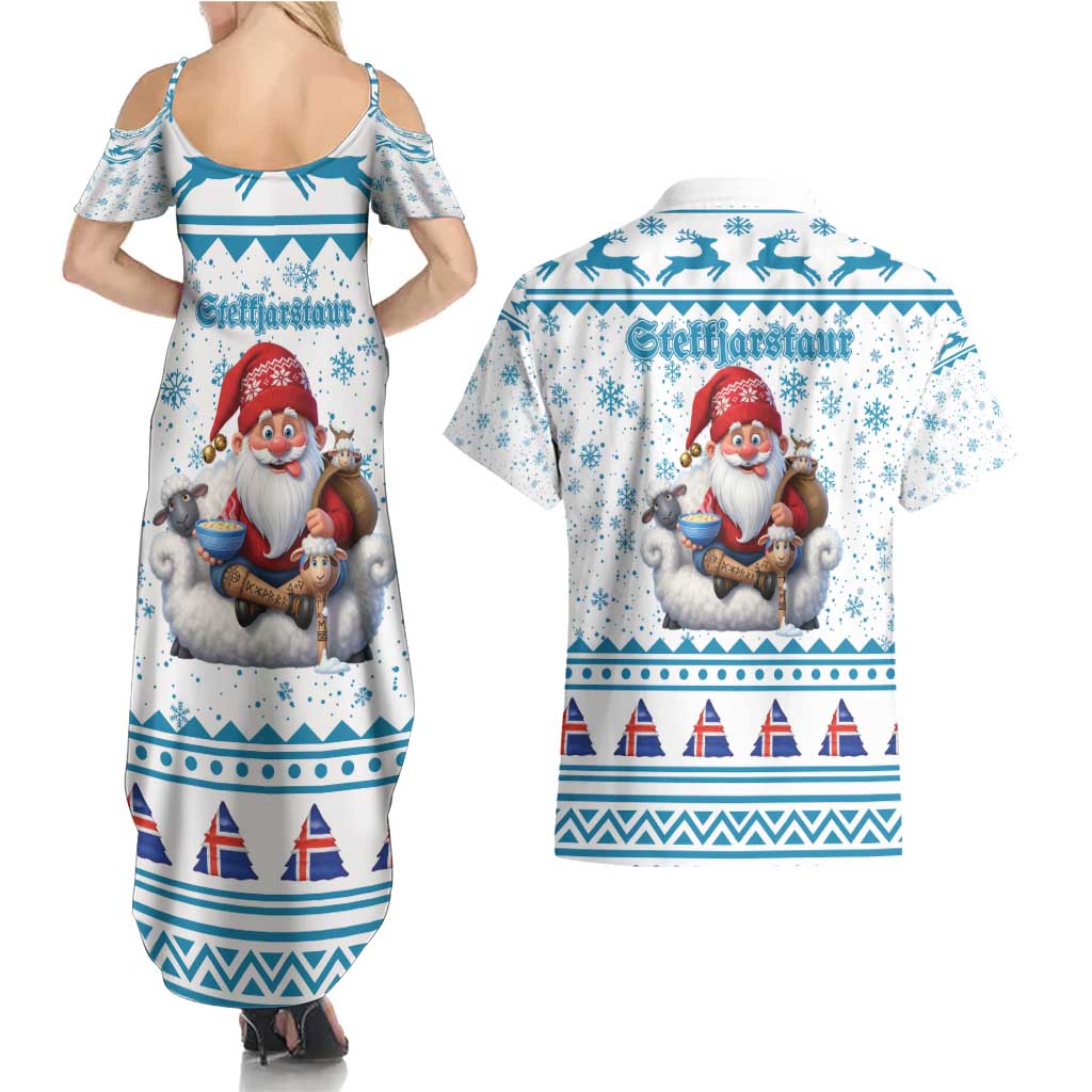 Iceland Christmas Couples Matching Summer Maxi Dress and Hawaiian Shirt Stekkjastaur Sheep-Cote-Clod LT19