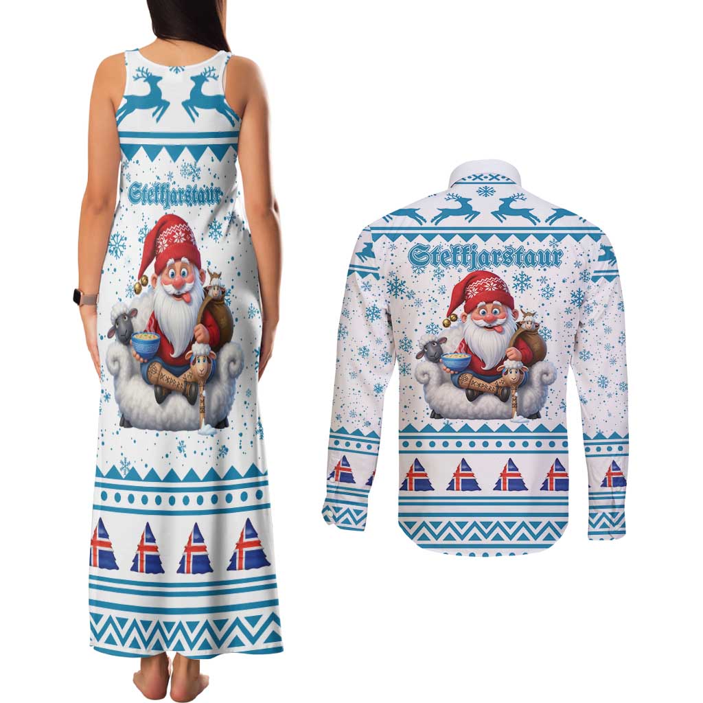Iceland Christmas Couples Matching Tank Maxi Dress and Long Sleeve Button Shirt Stekkjastaur Sheep-Cote-Clod LT19