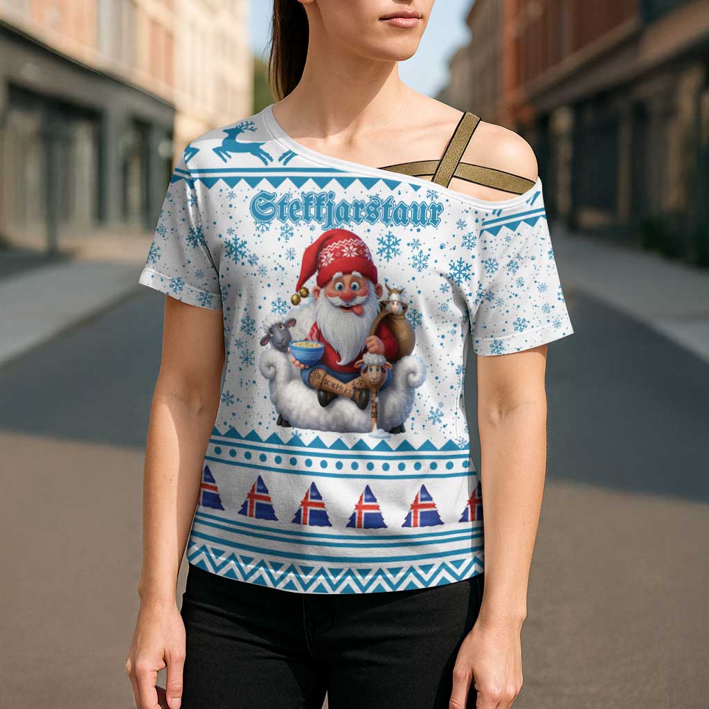 Iceland Christmas Cross Shoulder Shirt Stekkjastaur Sheep-Cote-Clod LT19
