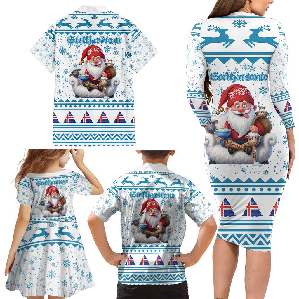 Iceland Christmas Family Matching Long Sleeve Bodycon Dress and Hawaiian Shirt Stekkjastaur Sheep-Cote-Clod LT19
