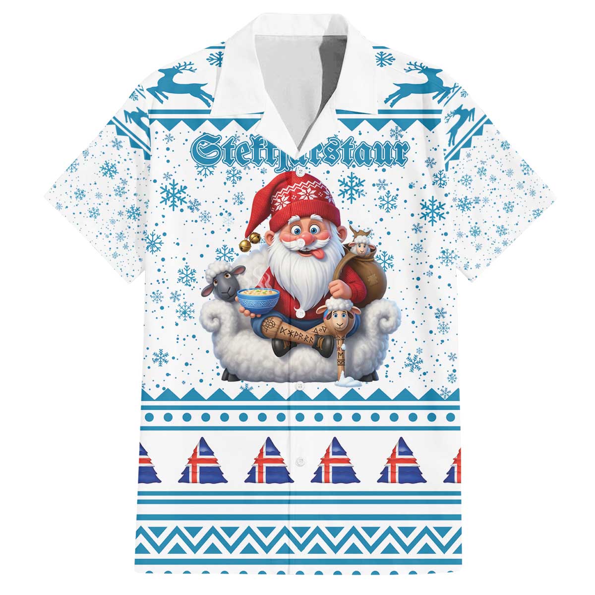 Iceland Christmas Family Matching Off The Shoulder Long Sleeve Dress and Hawaiian Shirt Stekkjastaur Sheep-Cote-Clod LT19