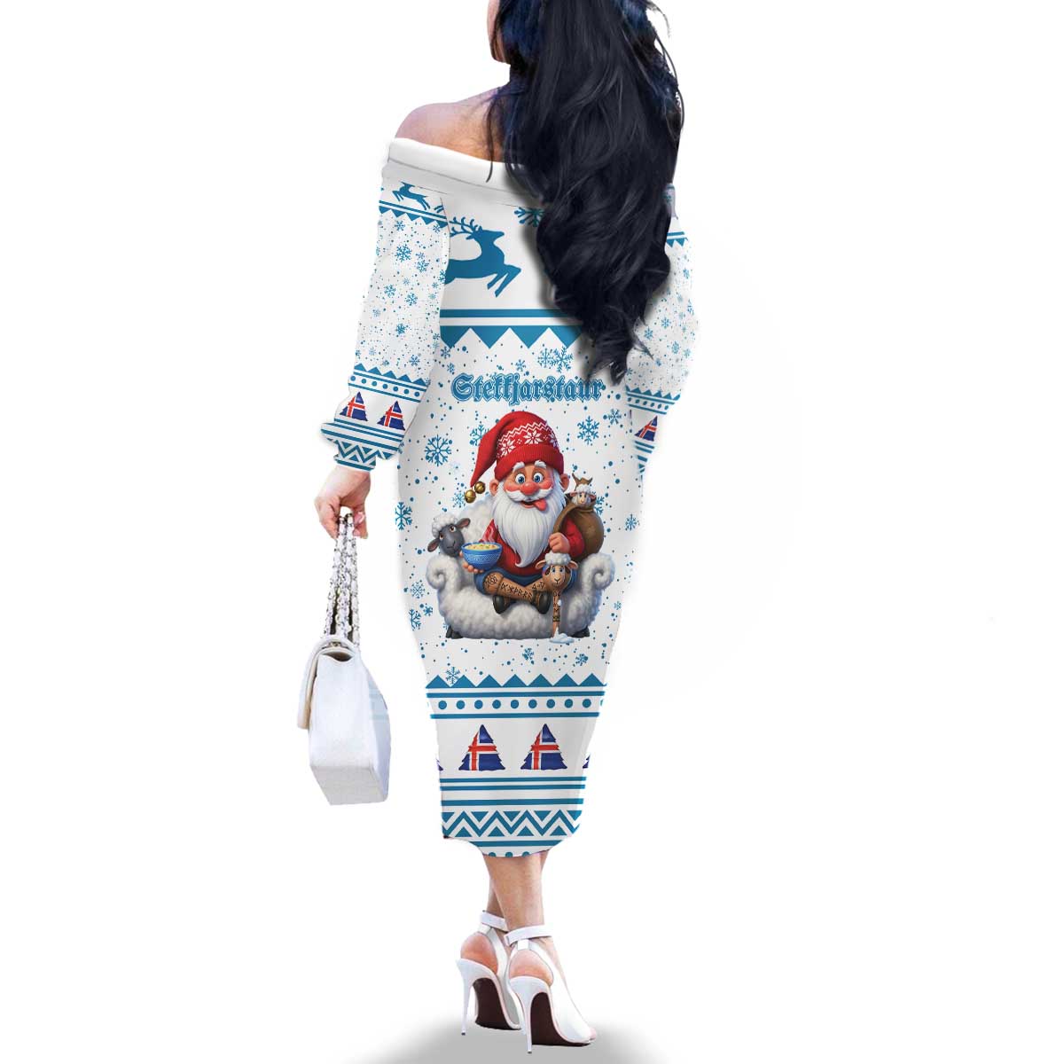 Iceland Christmas Family Matching Off The Shoulder Long Sleeve Dress and Hawaiian Shirt Stekkjastaur Sheep-Cote-Clod LT19