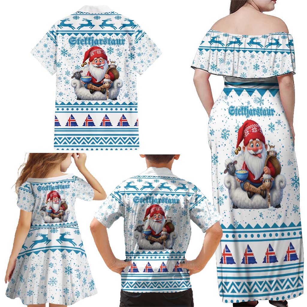 Iceland Christmas Family Matching Off Shoulder Maxi Dress and Hawaiian Shirt Stekkjastaur Sheep-Cote-Clod LT19