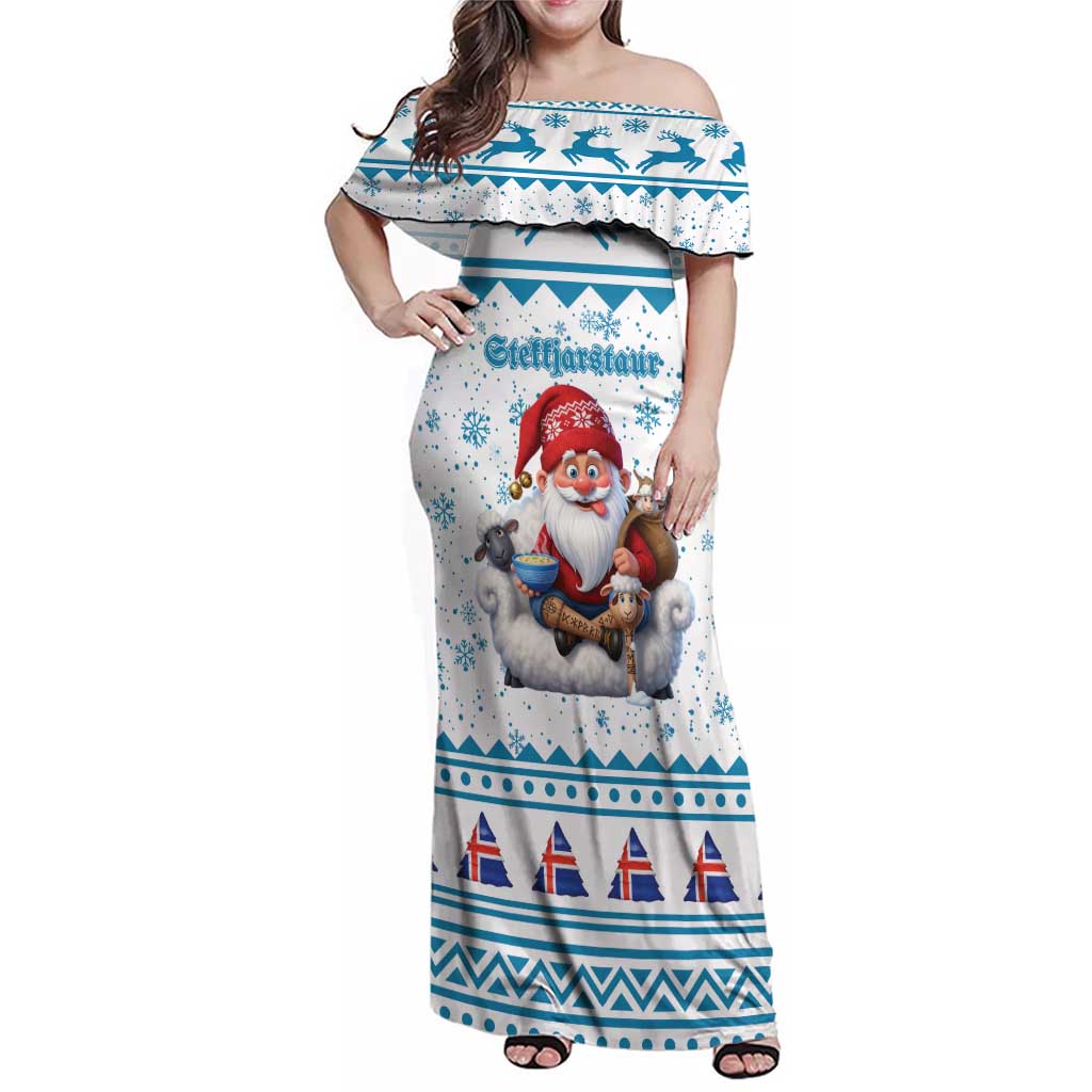 Iceland Christmas Family Matching Off Shoulder Maxi Dress and Hawaiian Shirt Stekkjastaur Sheep-Cote-Clod LT19