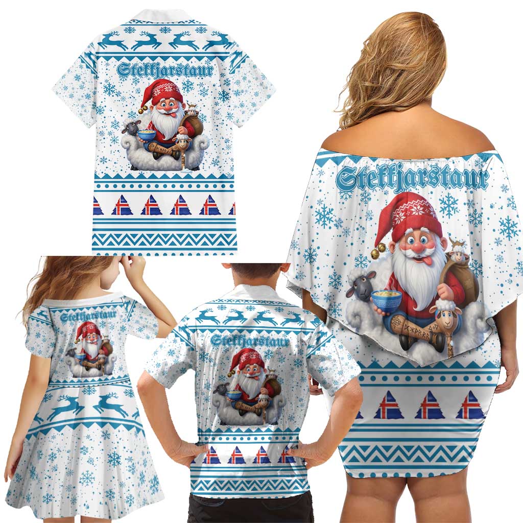 Iceland Christmas Family Matching Off Shoulder Short Dress and Hawaiian Shirt Stekkjastaur Sheep-Cote-Clod LT19