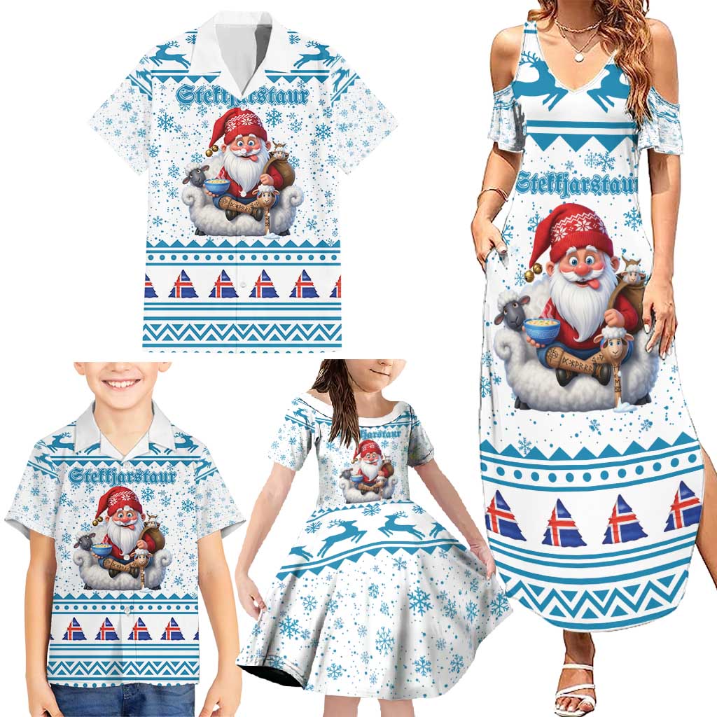 Iceland Christmas Family Matching Summer Maxi Dress and Hawaiian Shirt Stekkjastaur Sheep-Cote-Clod LT19