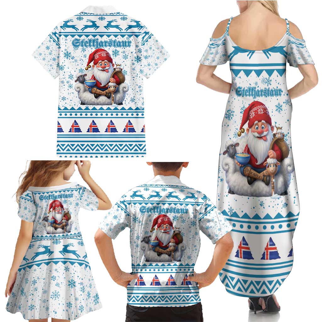 Iceland Christmas Family Matching Summer Maxi Dress and Hawaiian Shirt Stekkjastaur Sheep-Cote-Clod LT19
