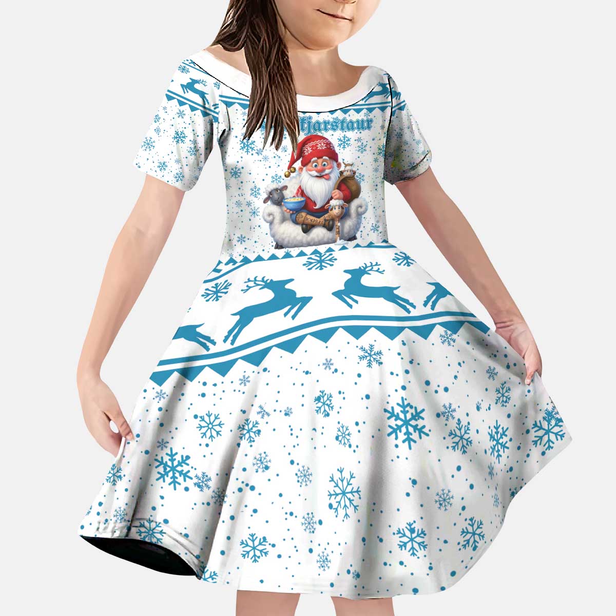 Iceland Christmas Kid Short Sleeve Dress Stekkjastaur Sheep-Cote-Clod LT19