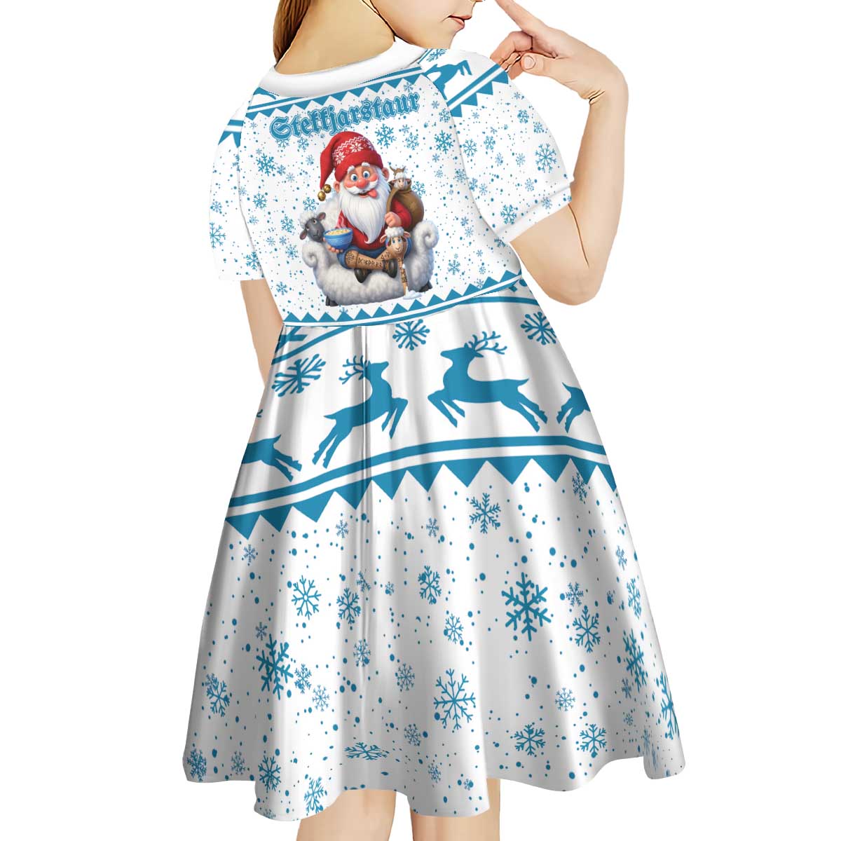 Iceland Christmas Kid Short Sleeve Dress Stekkjastaur Sheep-Cote-Clod LT19