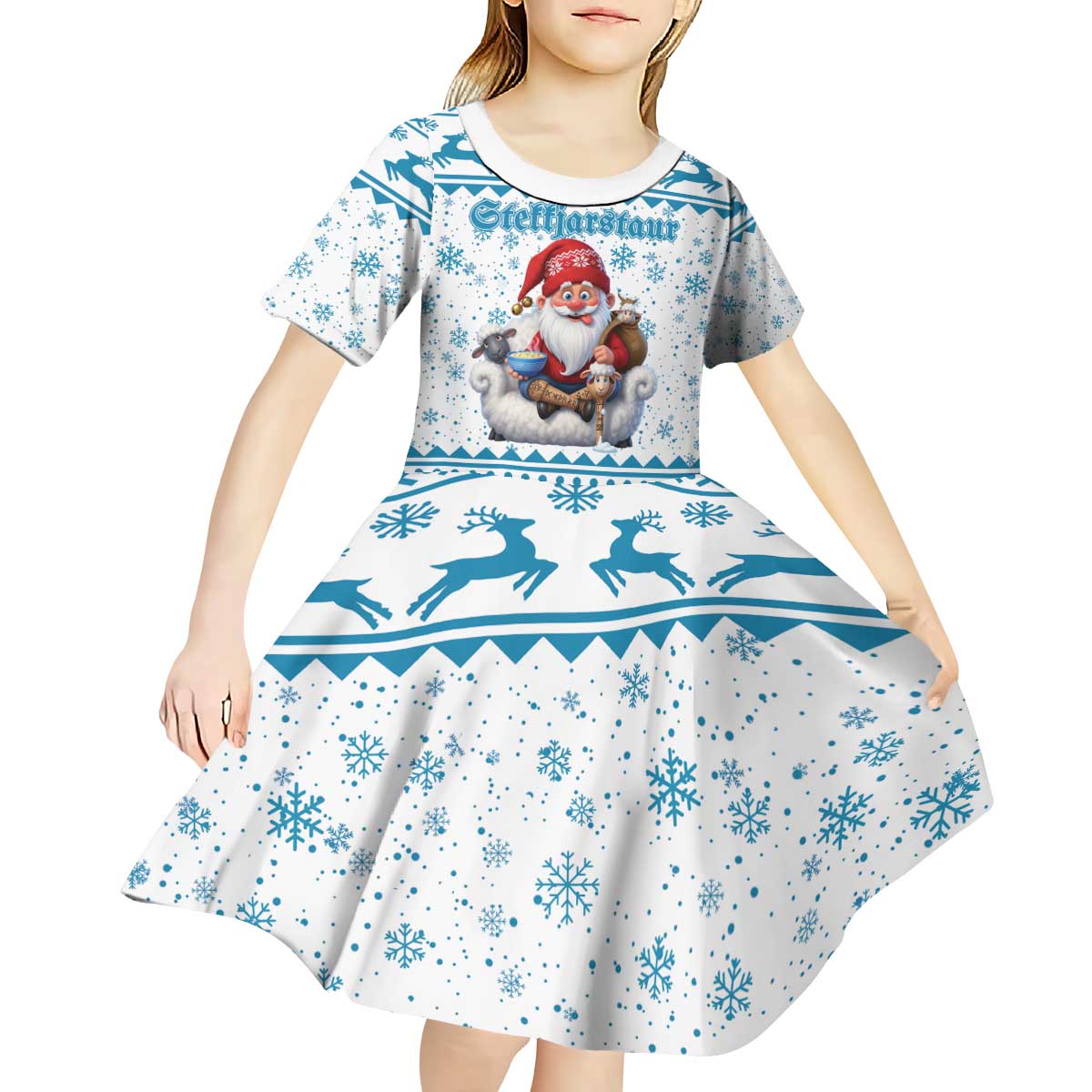 Iceland Christmas Kid Short Sleeve Dress Stekkjastaur Sheep-Cote-Clod LT19