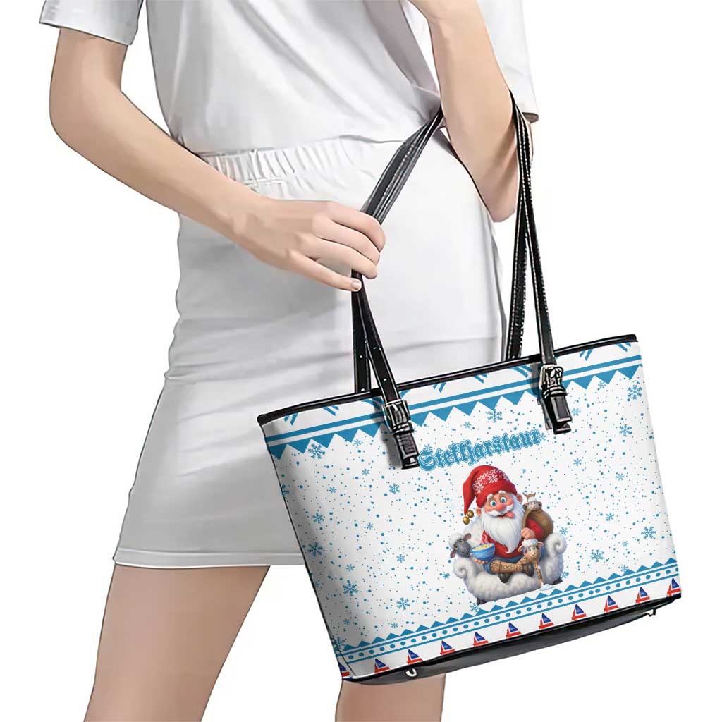Iceland Christmas Leather Tote Bag Stekkjastaur Sheep-Cote-Clod - Wonder Print Shop