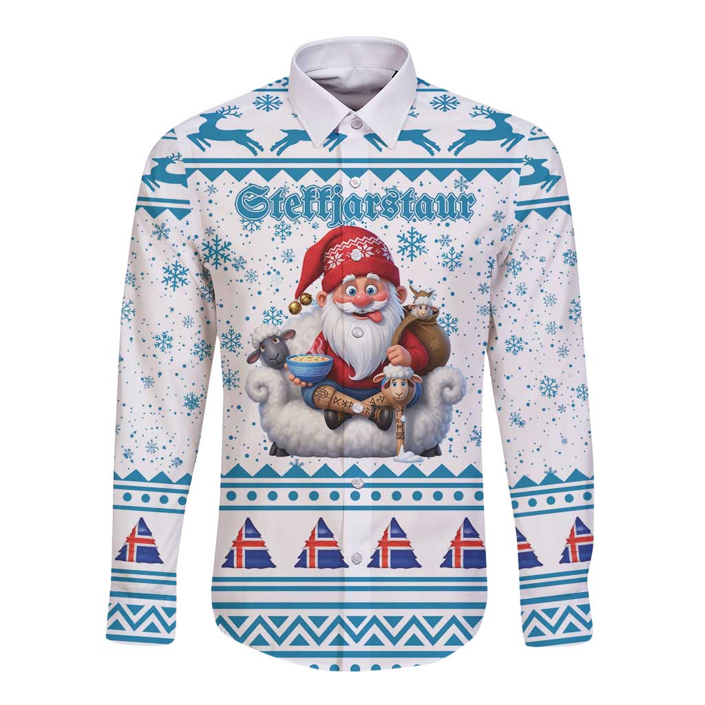 Iceland Christmas Long Sleeve Button Shirt Stekkjastaur Sheep-Cote-Clod LT19