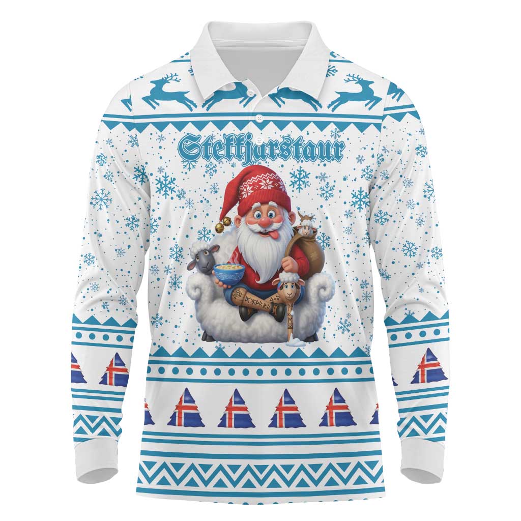 Iceland Christmas Long Sleeve Polo Shirt Stekkjastaur Sheep-Cote-Clod LT19