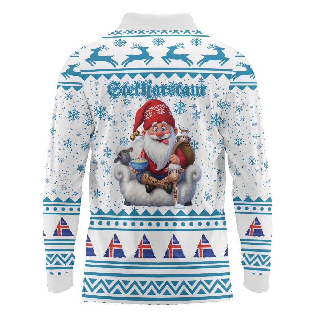 Iceland Christmas Long Sleeve Polo Shirt Stekkjastaur Sheep-Cote-Clod LT19