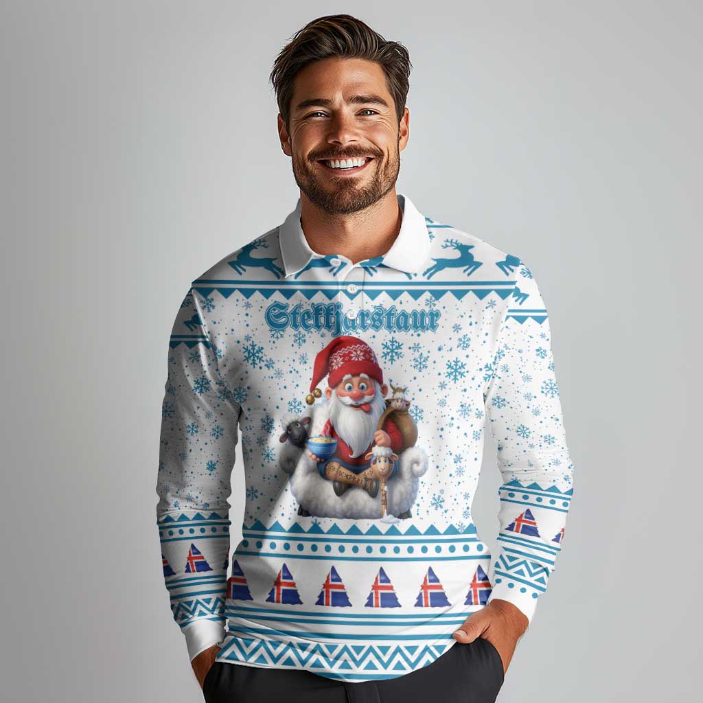 Iceland Christmas Long Sleeve Polo Shirt Stekkjastaur Sheep-Cote-Clod LT19