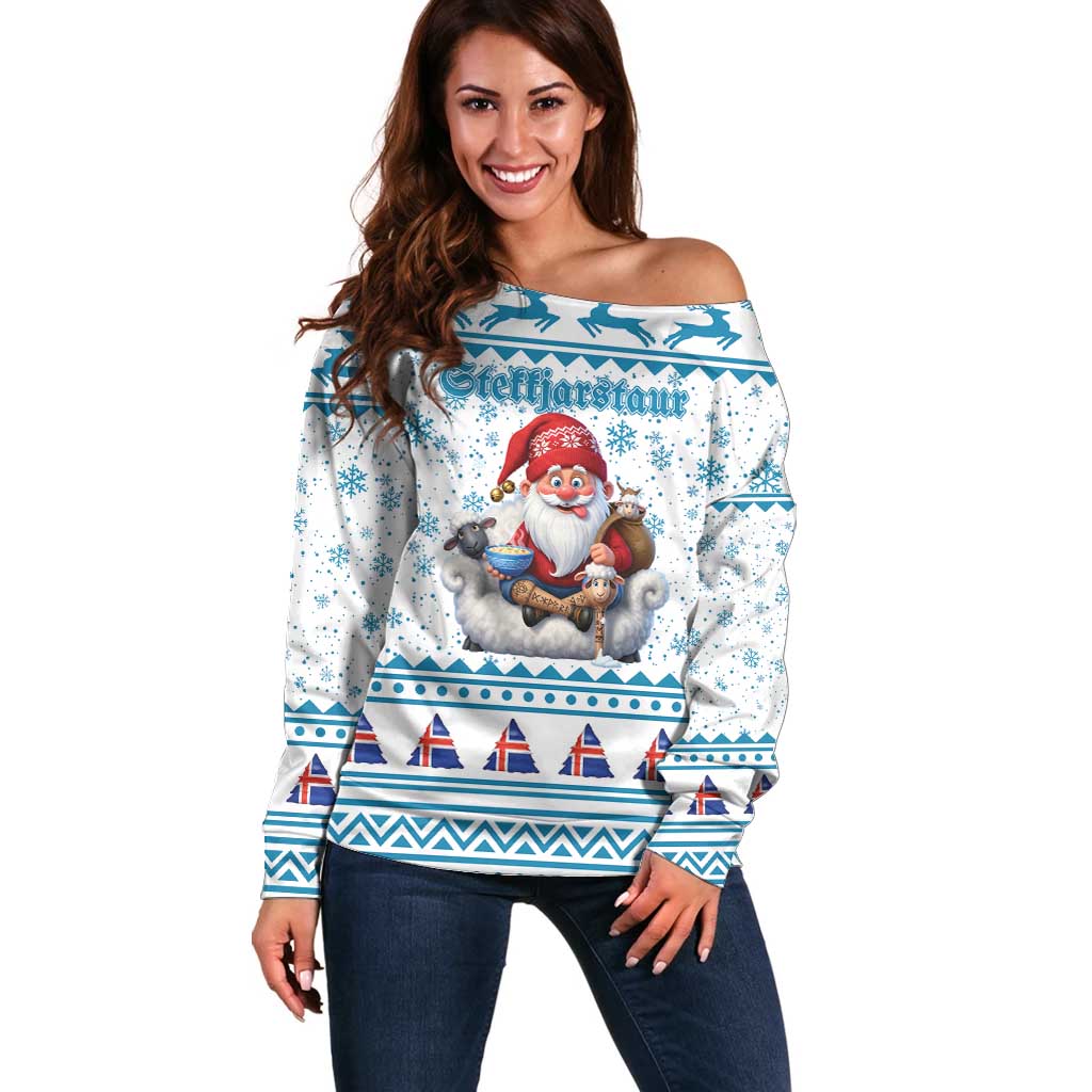 Iceland Christmas Off Shoulder Sweater Stekkjastaur Sheep-Cote-Clod LT19