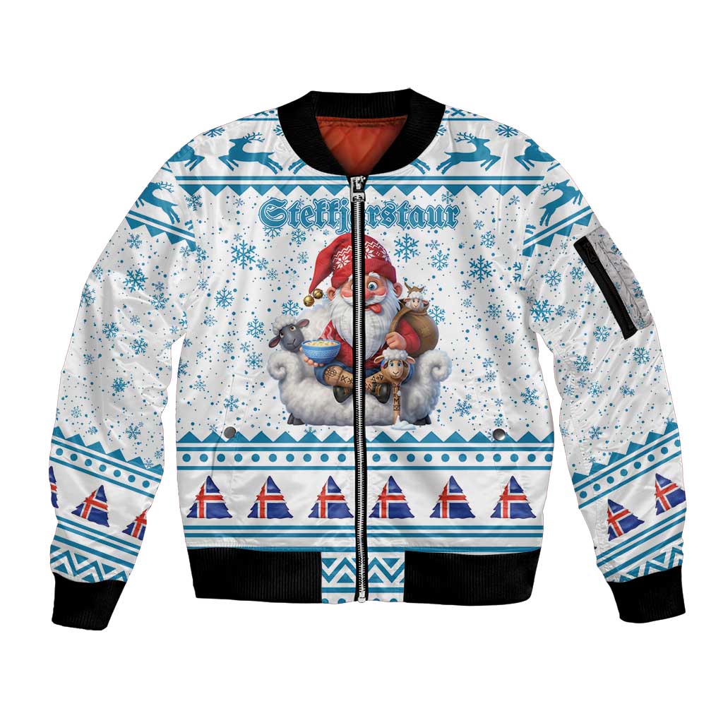 Iceland Christmas Sleeve Zip Bomber Jacket Stekkjastaur Sheep-Cote-Clod LT19