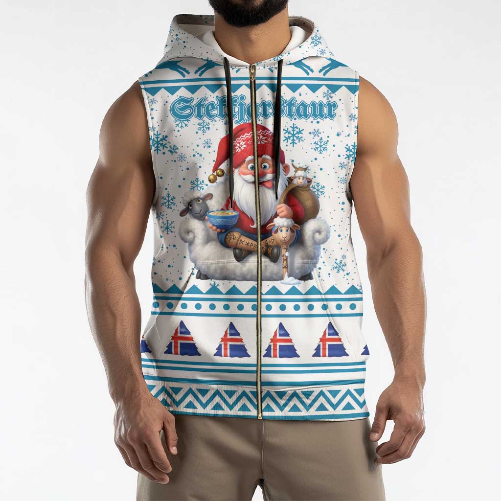 Iceland Christmas Sleeveless Zip Hoodie Stekkjastaur Sheep-Cote-Clod LT19