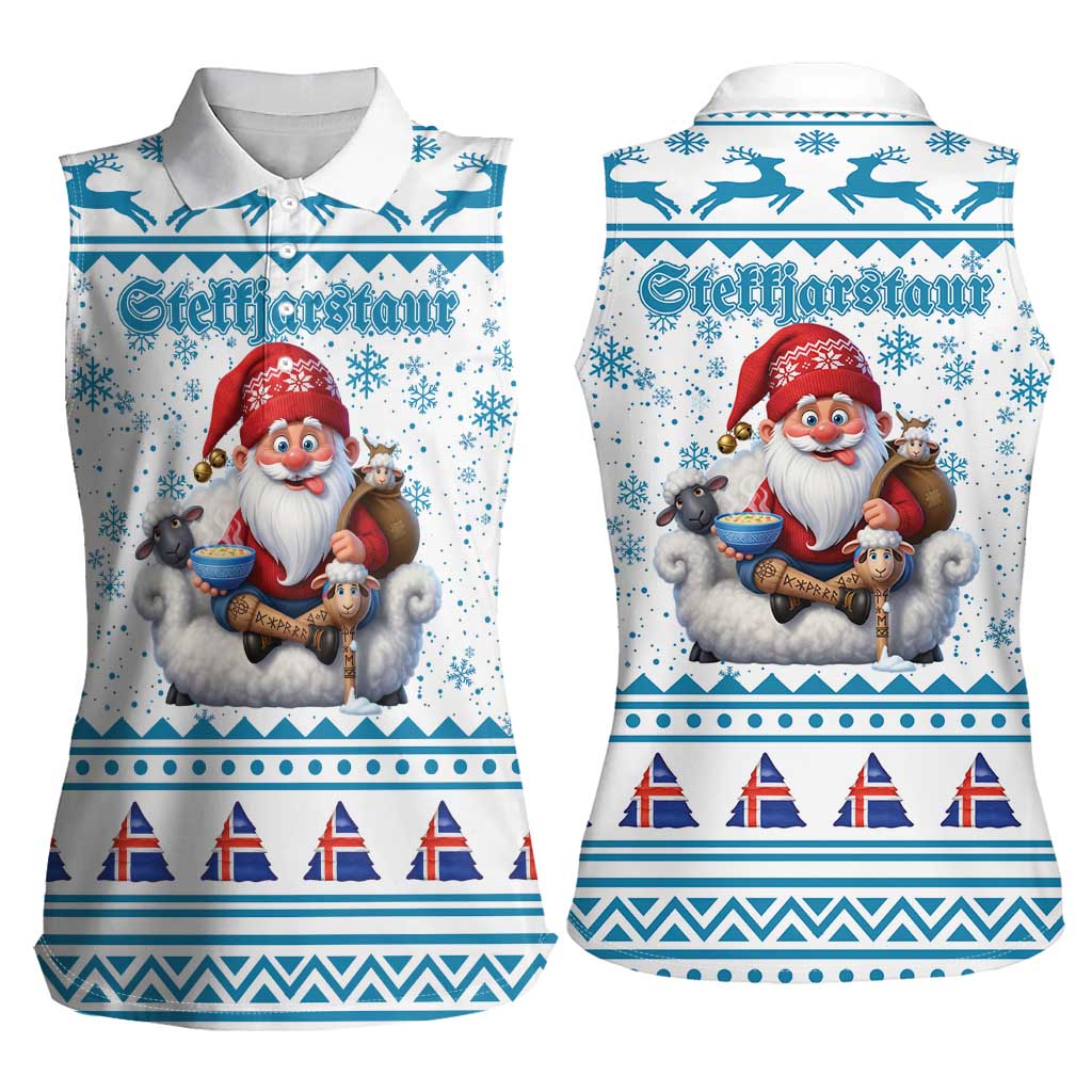 Iceland Christmas Women Sleeveless Polo Shirt Stekkjastaur Sheep-Cote-Clod LT19