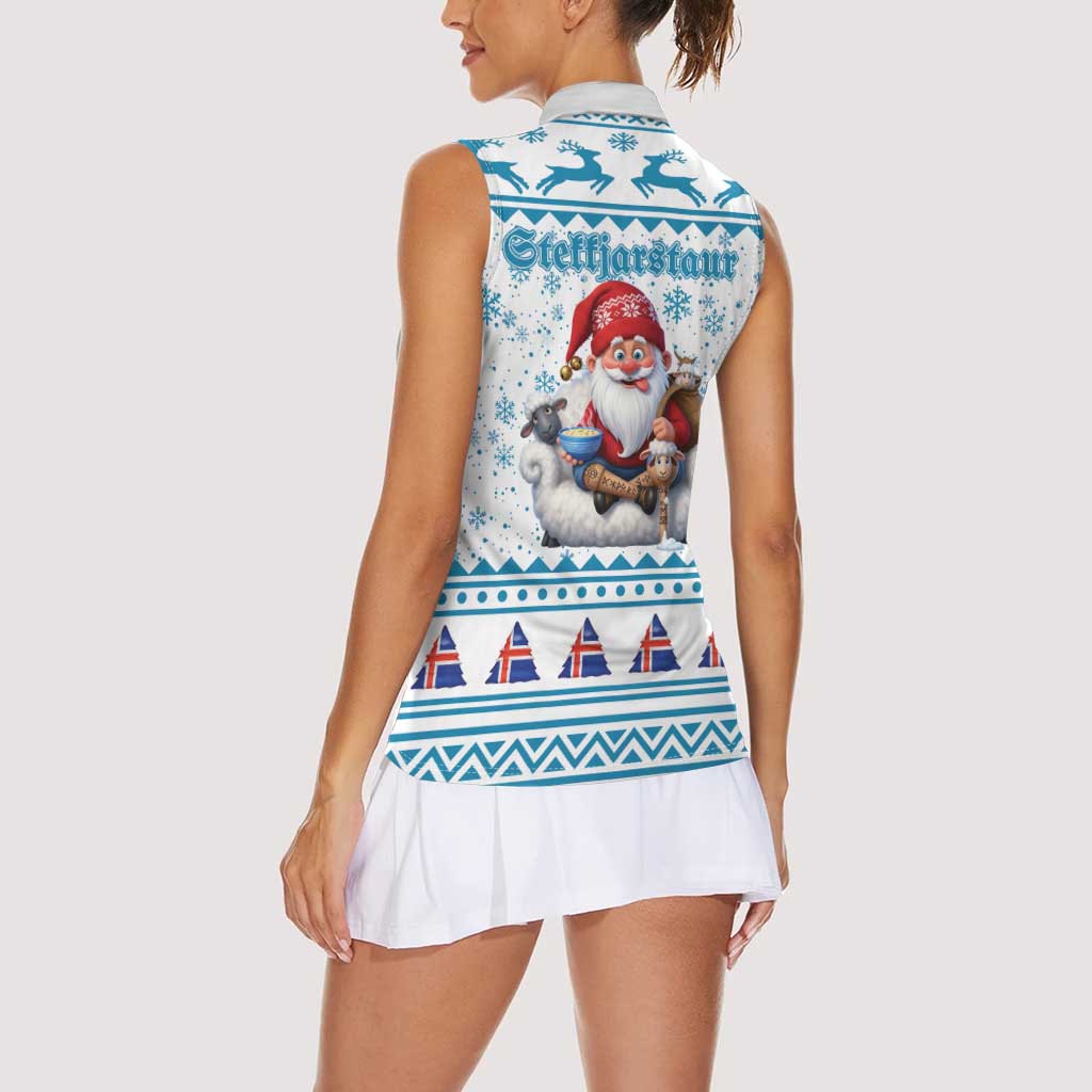 Iceland Christmas Women Sleeveless Polo Shirt Stekkjastaur Sheep-Cote-Clod LT19