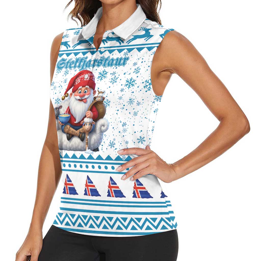 Iceland Christmas Women Sleeveless Polo Shirt Stekkjastaur Sheep-Cote-Clod LT19