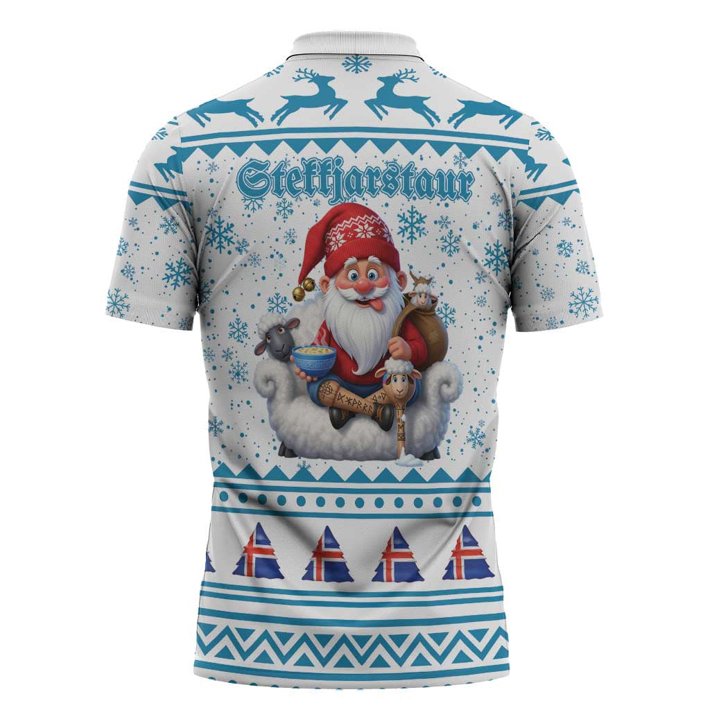 Iceland Christmas Zipper Polo Shirt Stekkjastaur Sheep-Cote-Clod LT19