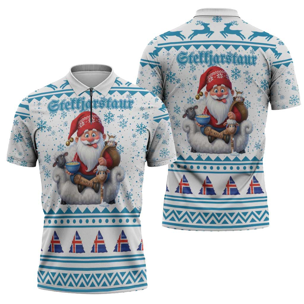 Iceland Christmas Zipper Polo Shirt Stekkjastaur Sheep-Cote-Clod LT19