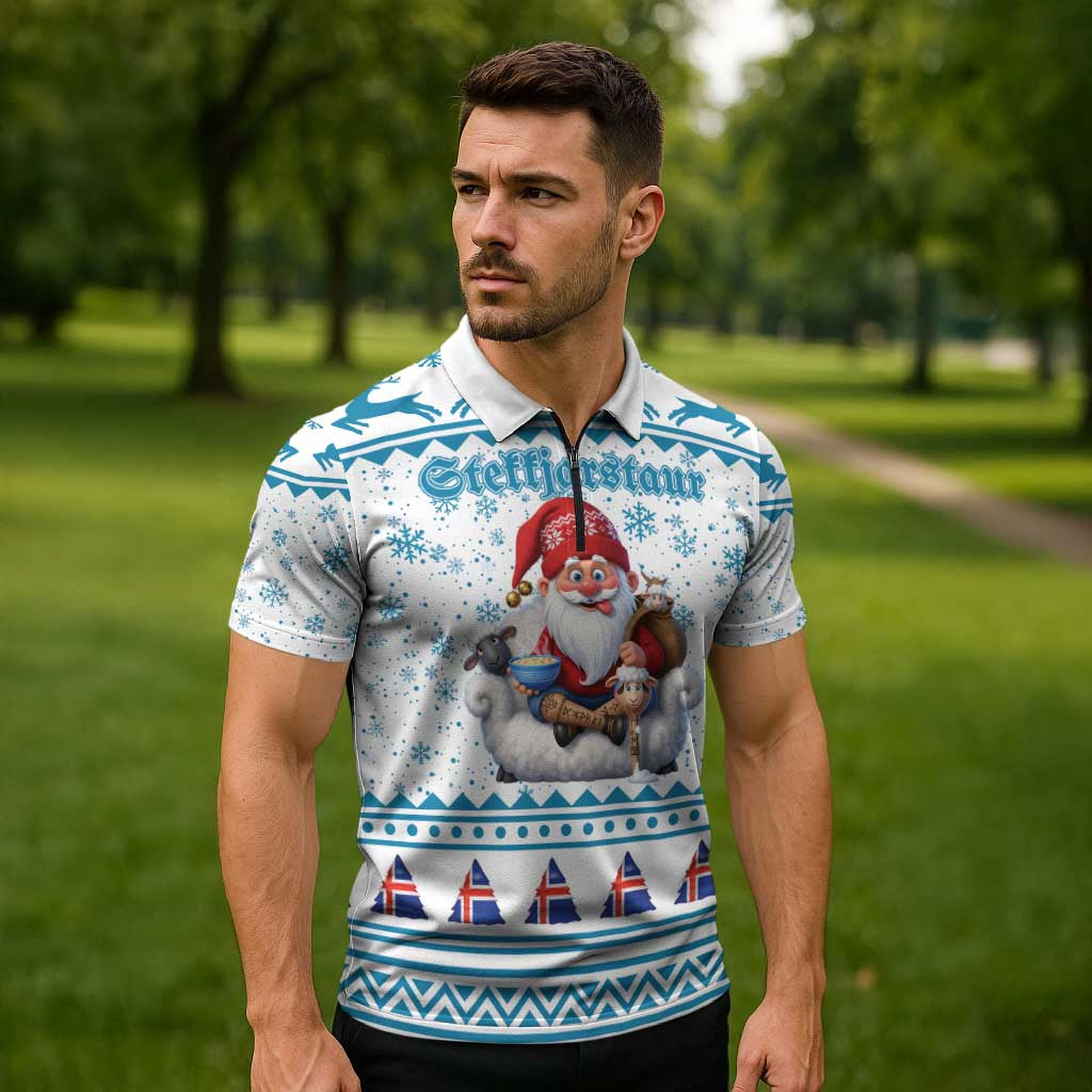 Iceland Christmas Zipper Polo Shirt Stekkjastaur Sheep-Cote-Clod LT19