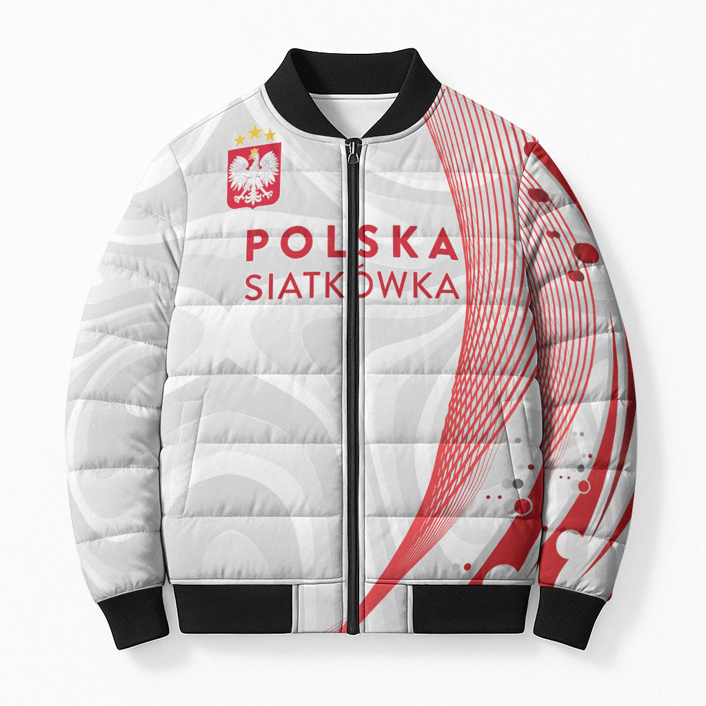 Custom Poland Volleyball 2026 Bomber Puffer Jacket Polska Siatkowka 3 Time Champions
